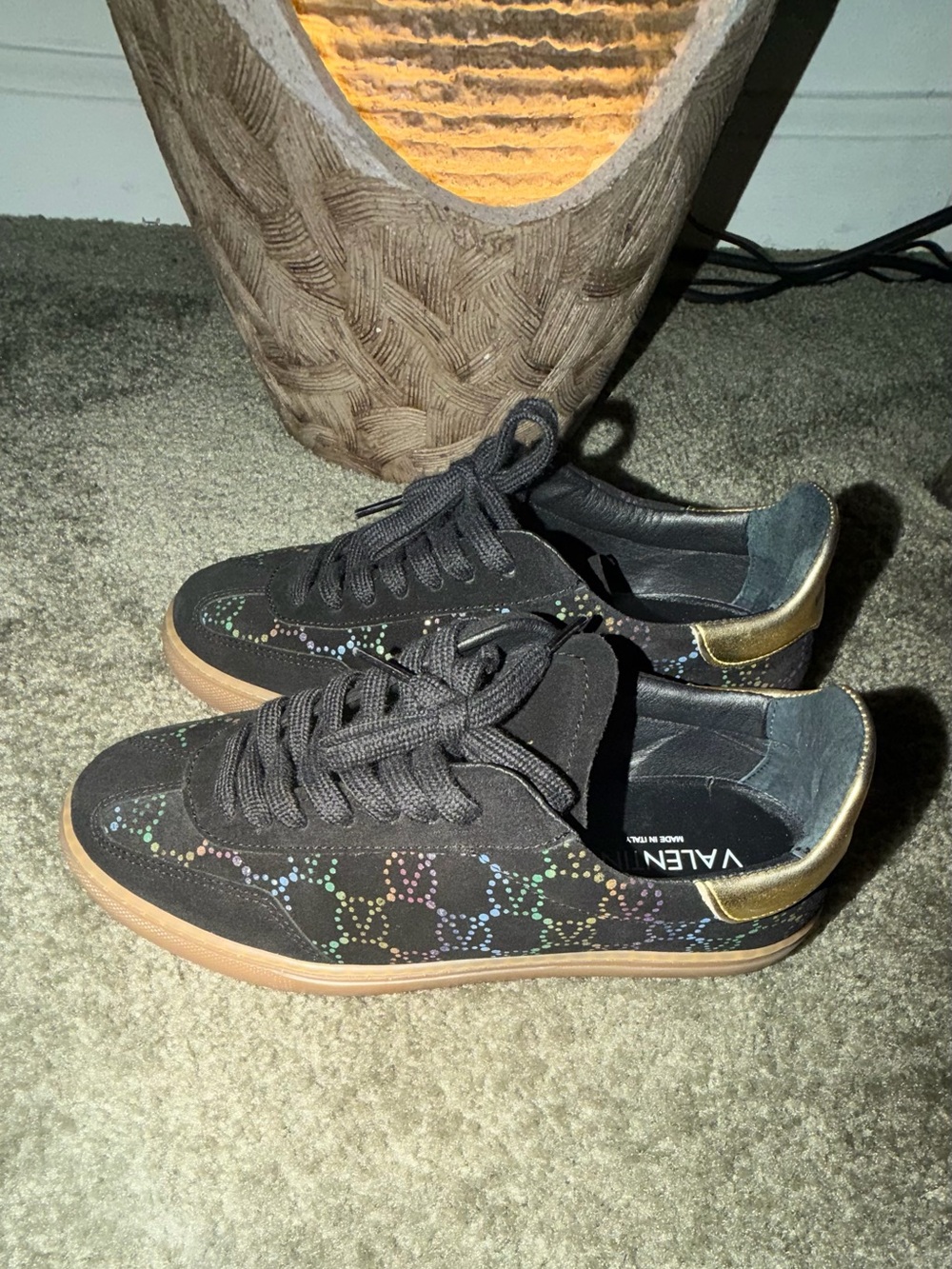 Valentino  Black Low-Top Sneakers with Gum Sole